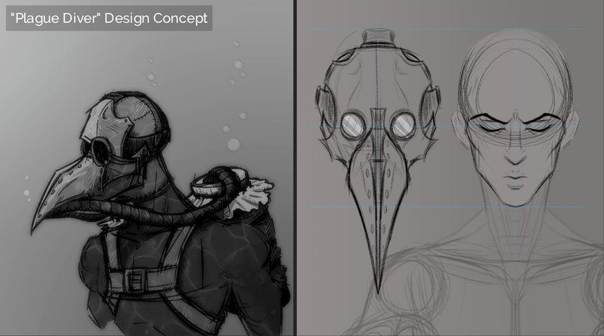 Plague Diver Design Sketches