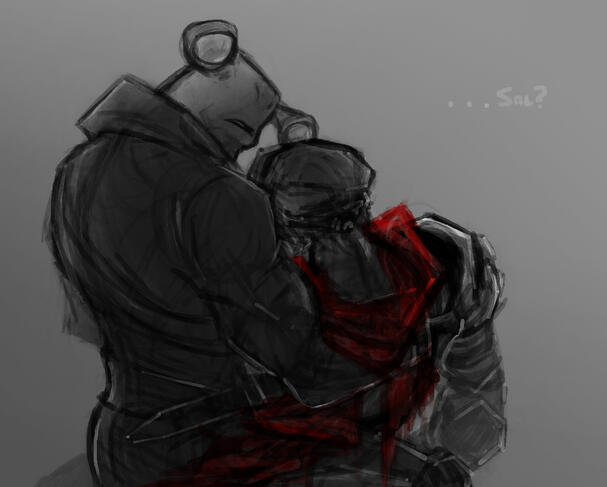Mood Piece, Cradling Injured Companion - (Griftlands Fanart)